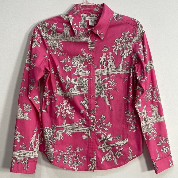 Harold's Cotton Village print Snap Button Top Women's Small - Picture 1 of 10